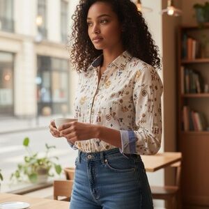 Tommy Hilfiger White Shirt with Gold and Red Accents